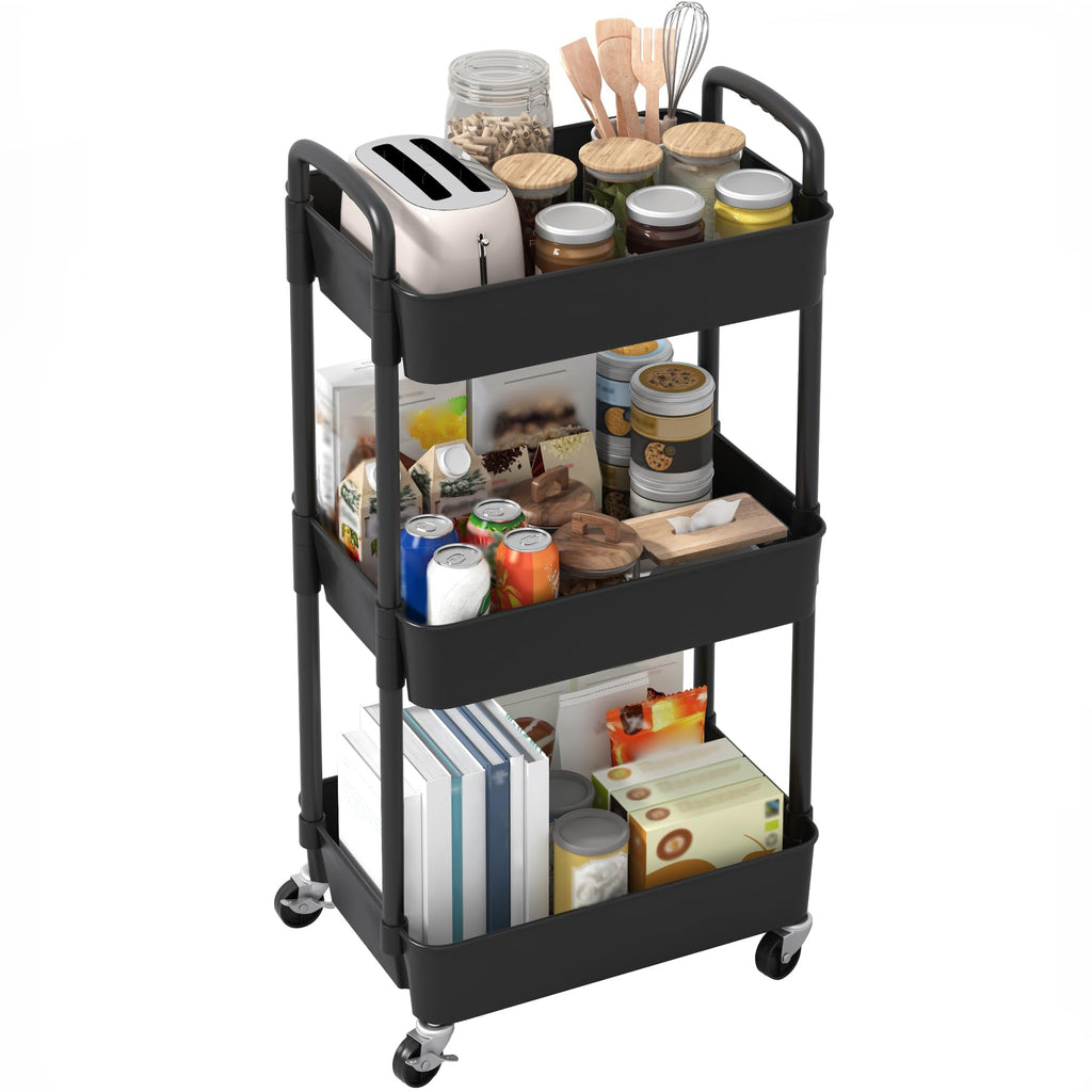 3-Tier Plastic Rolling Utility Cart with Wheels N738618