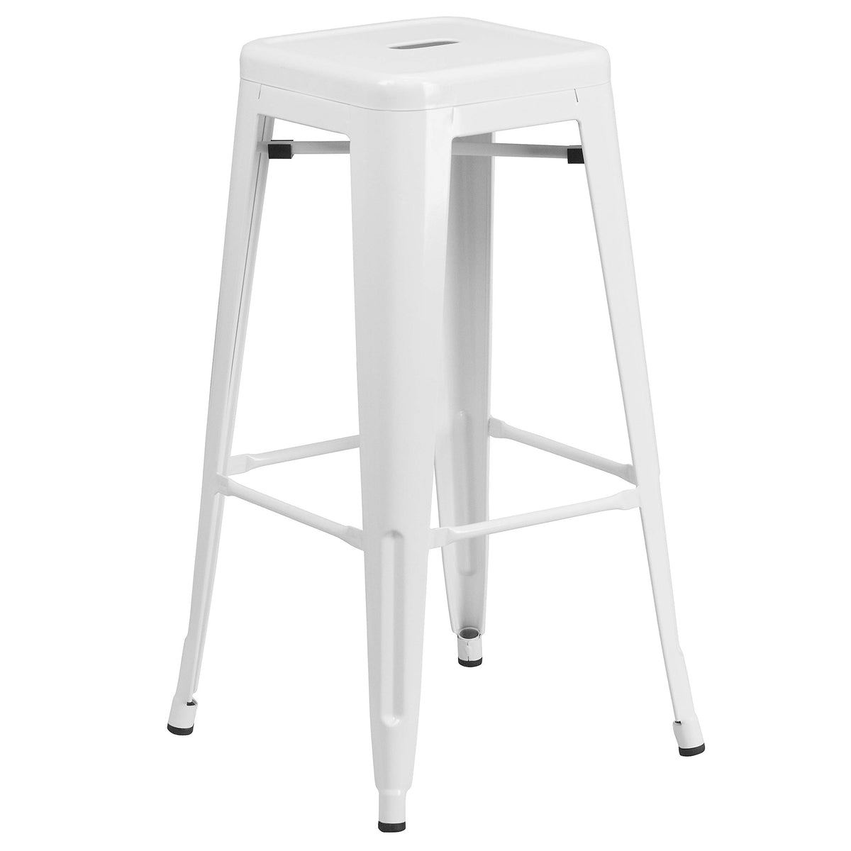 White Metal Indoor-Outdoor Barstool with Square Seat S899248