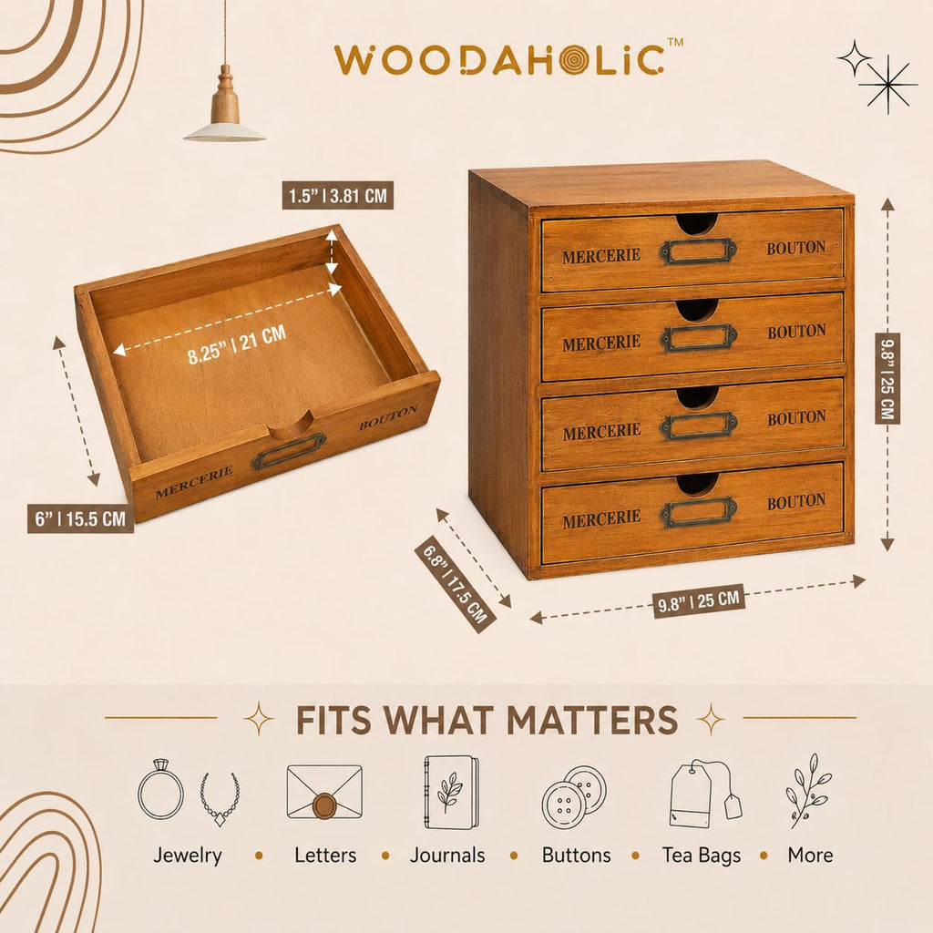 Modular Stackable 4 Drawer Wood Storage Box C30787