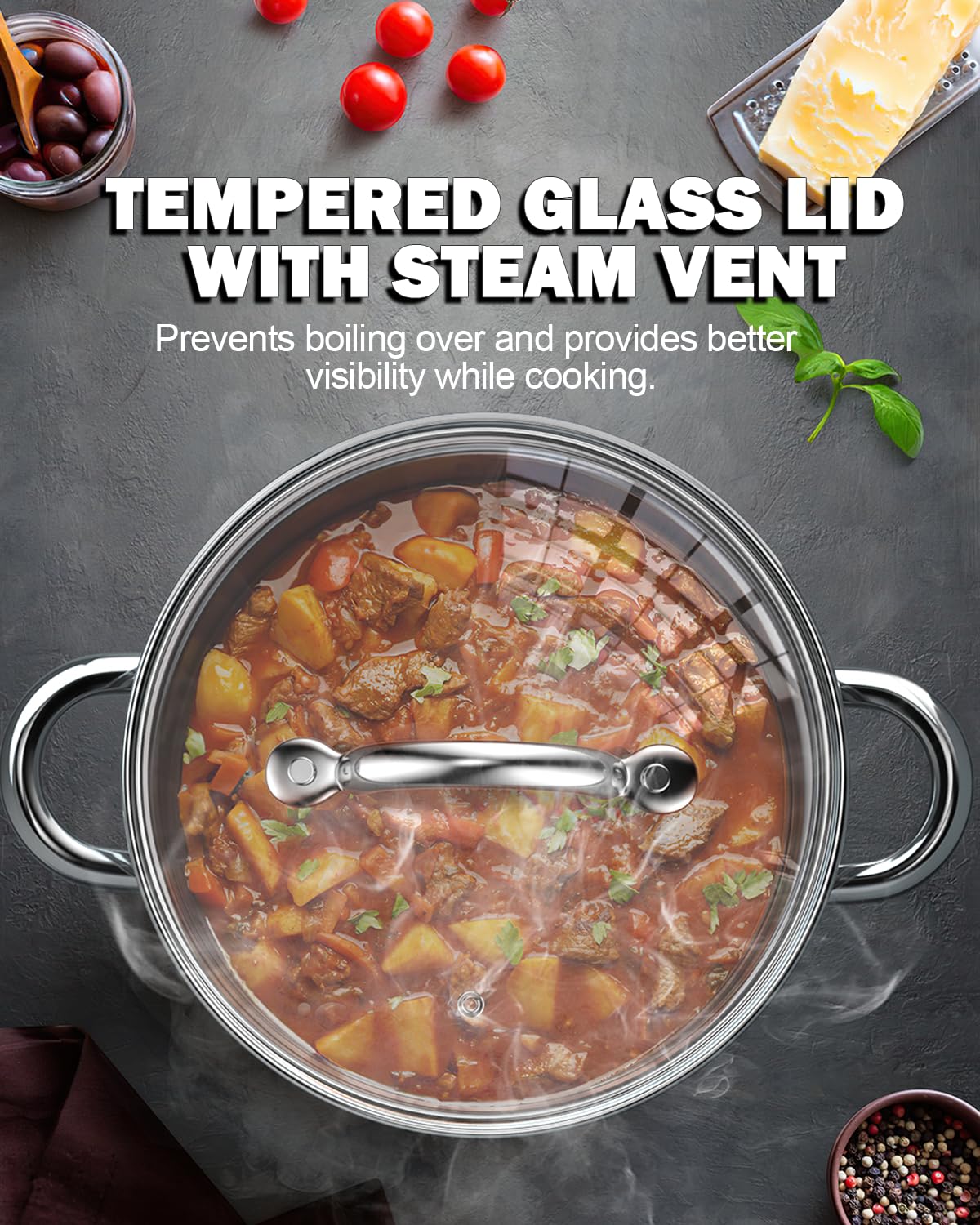 8 Quart Stainless Steel Stock Pot with Lid T10759