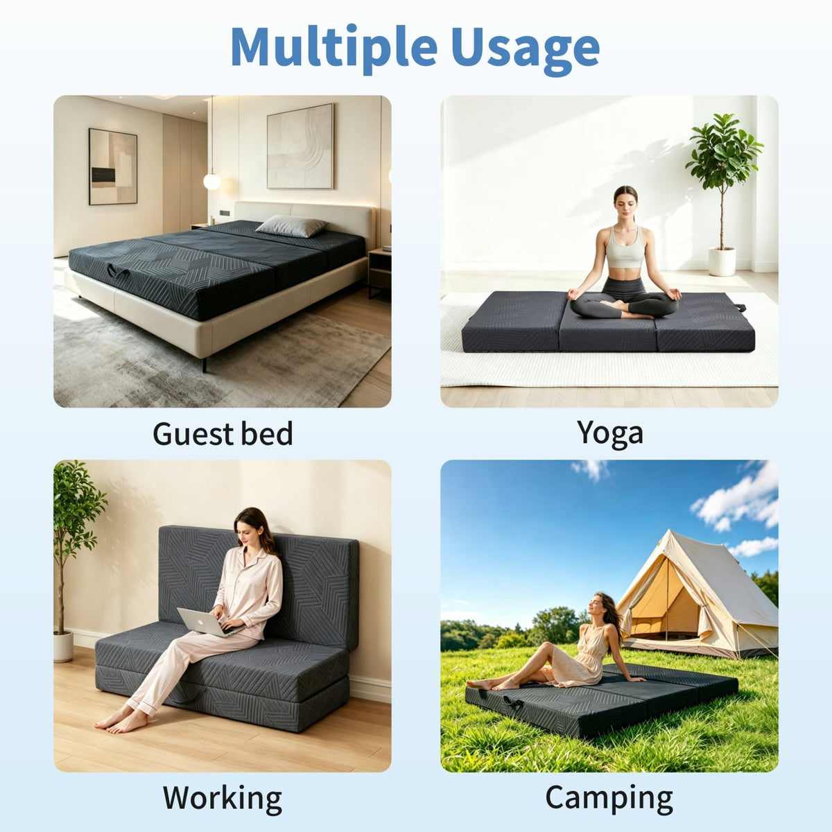 6 Inch Foldable Memory Foam Mattress Queen Size K48106