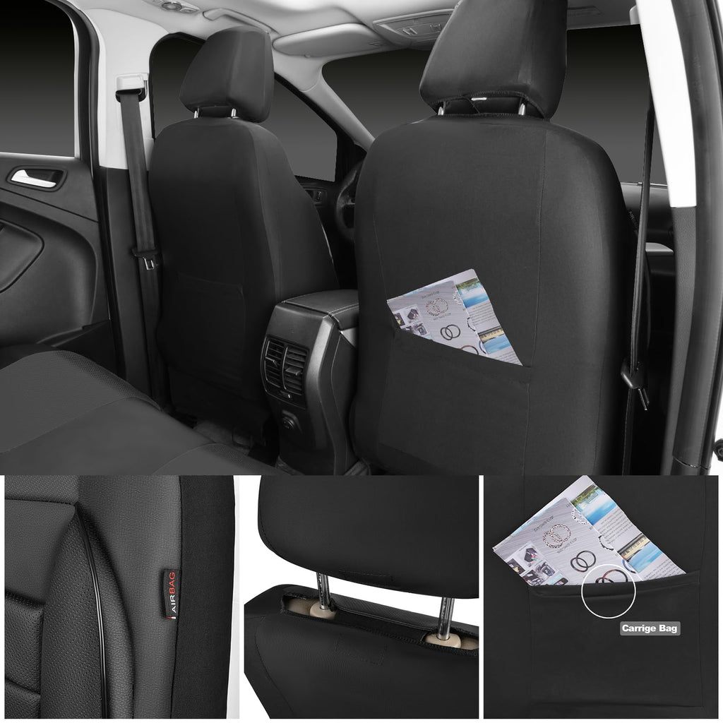 Leather Seat Covers Full Set Water Resistant 3D Foam Back Support 5 Seat Covers C336