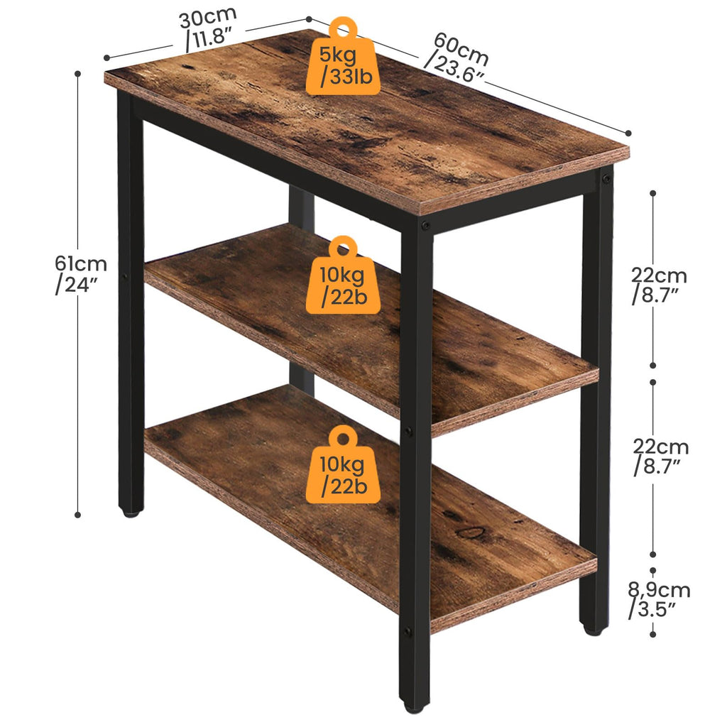 Rustic Brown and Black 3-Tier End Table F96233
