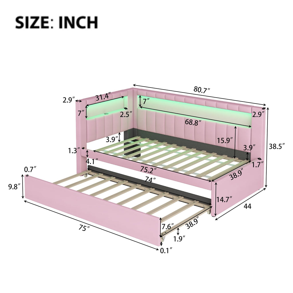 Pink Twin Size Daybed with Trundle H759075