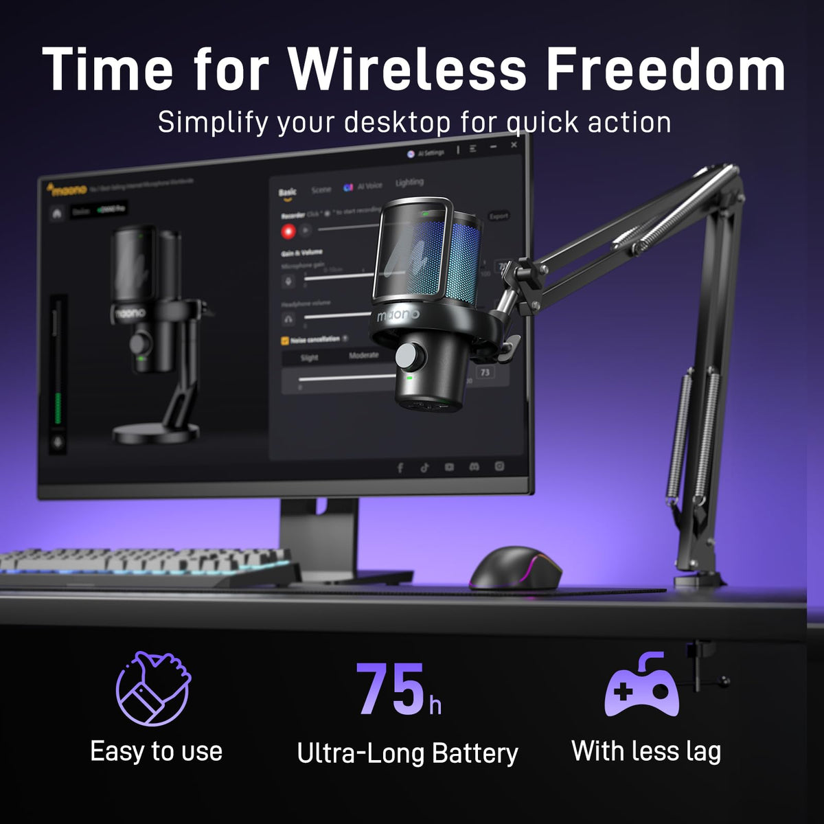 Wireless Condenser Microphone with Boom Arm Stand I173933