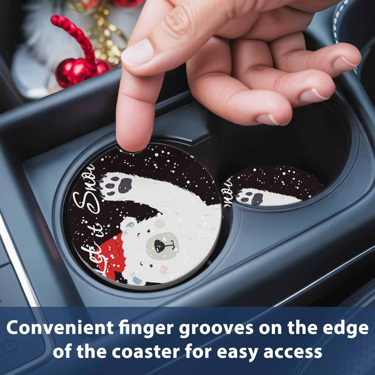 Absorbent Ceramic Stone Car Coasters Set of 2 N8169