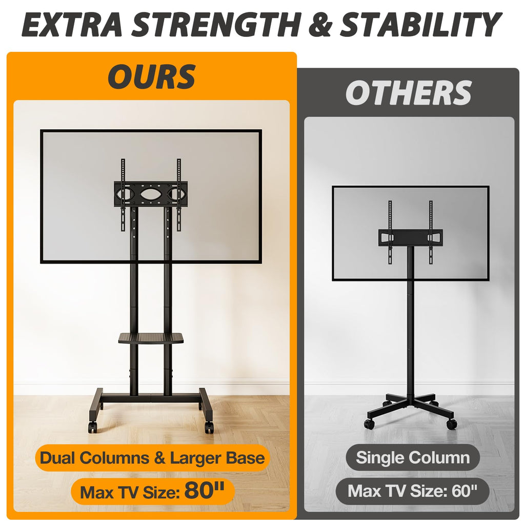 Heavy Duty Rolling TV Stand for 27-80 inch TVs K395