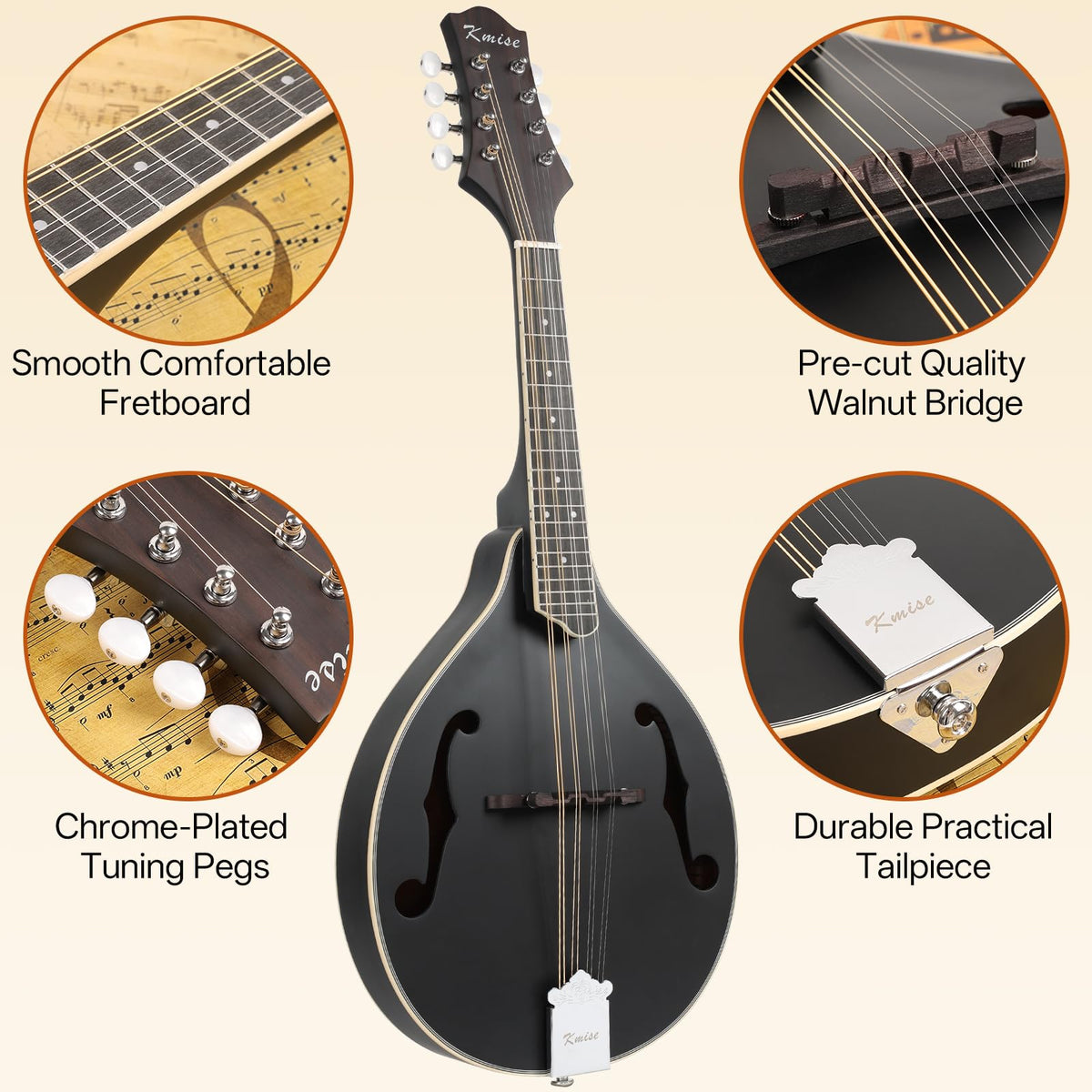 8 String A Style Acoustic Mandolin Kit with Tuner Strap Gig Bag T73124