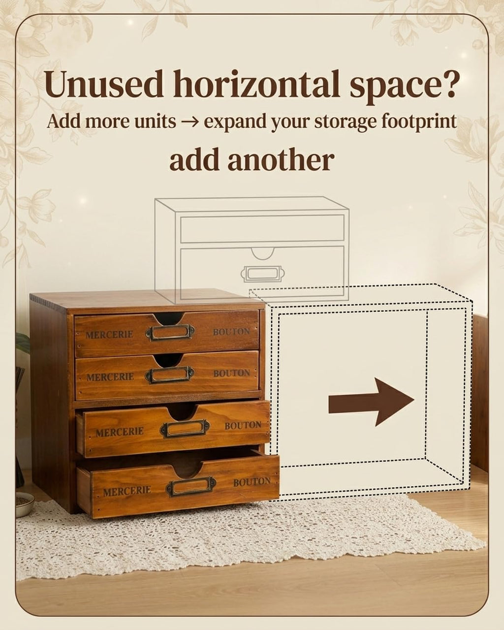 Modular Stackable 4 Drawer Wood Storage Box C30787