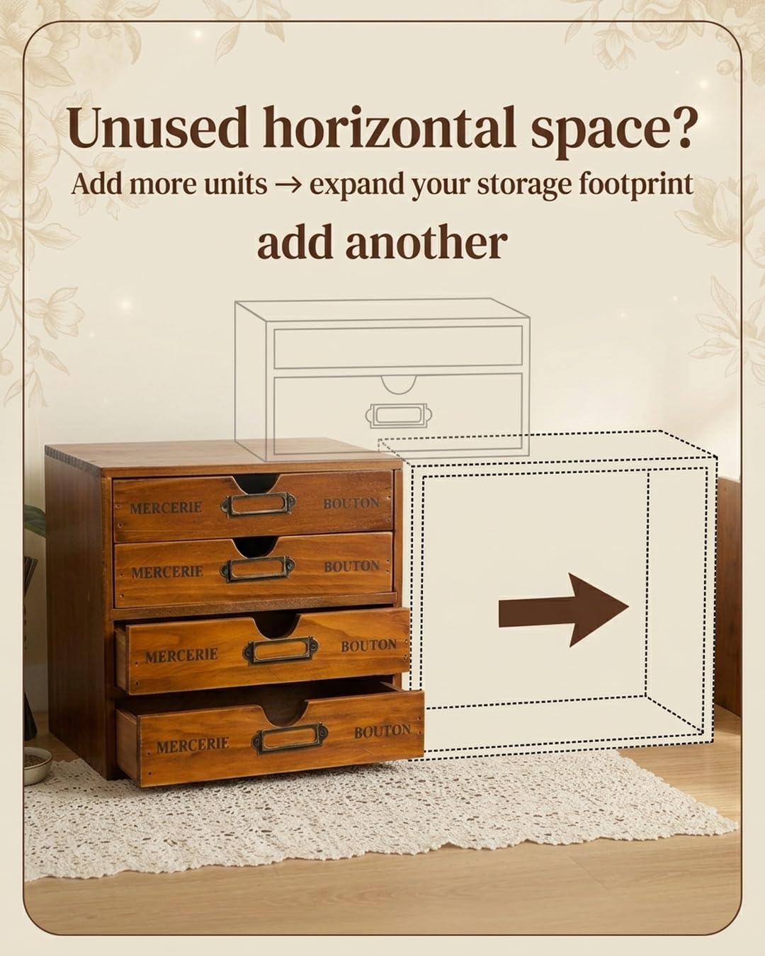 Modular Stackable 4 Drawer Wood Storage Box C30787