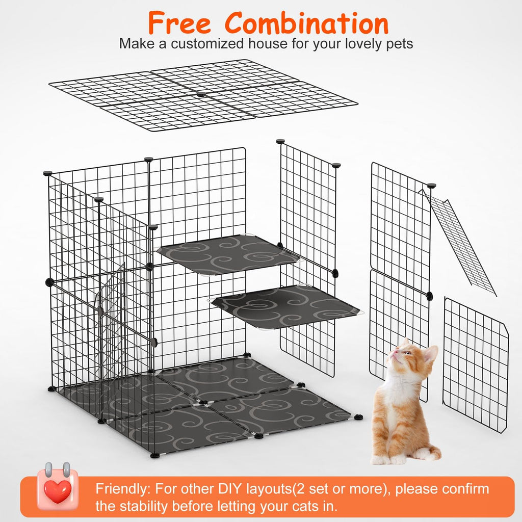 Black 2-Tier Cat Cage V235760