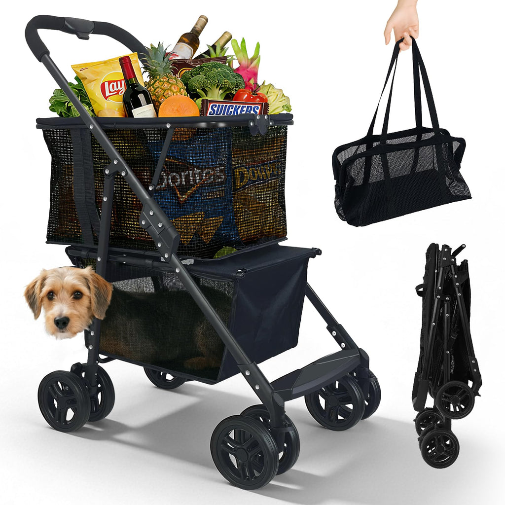 2-in-1 Folding Shopping Cart & Pet Stroller J886
