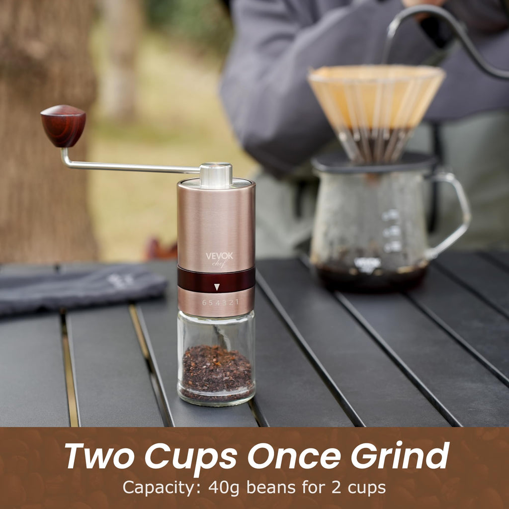 Gold Manual Stainless Steel Burr Coffee Grinder with Portable Bag Y363425