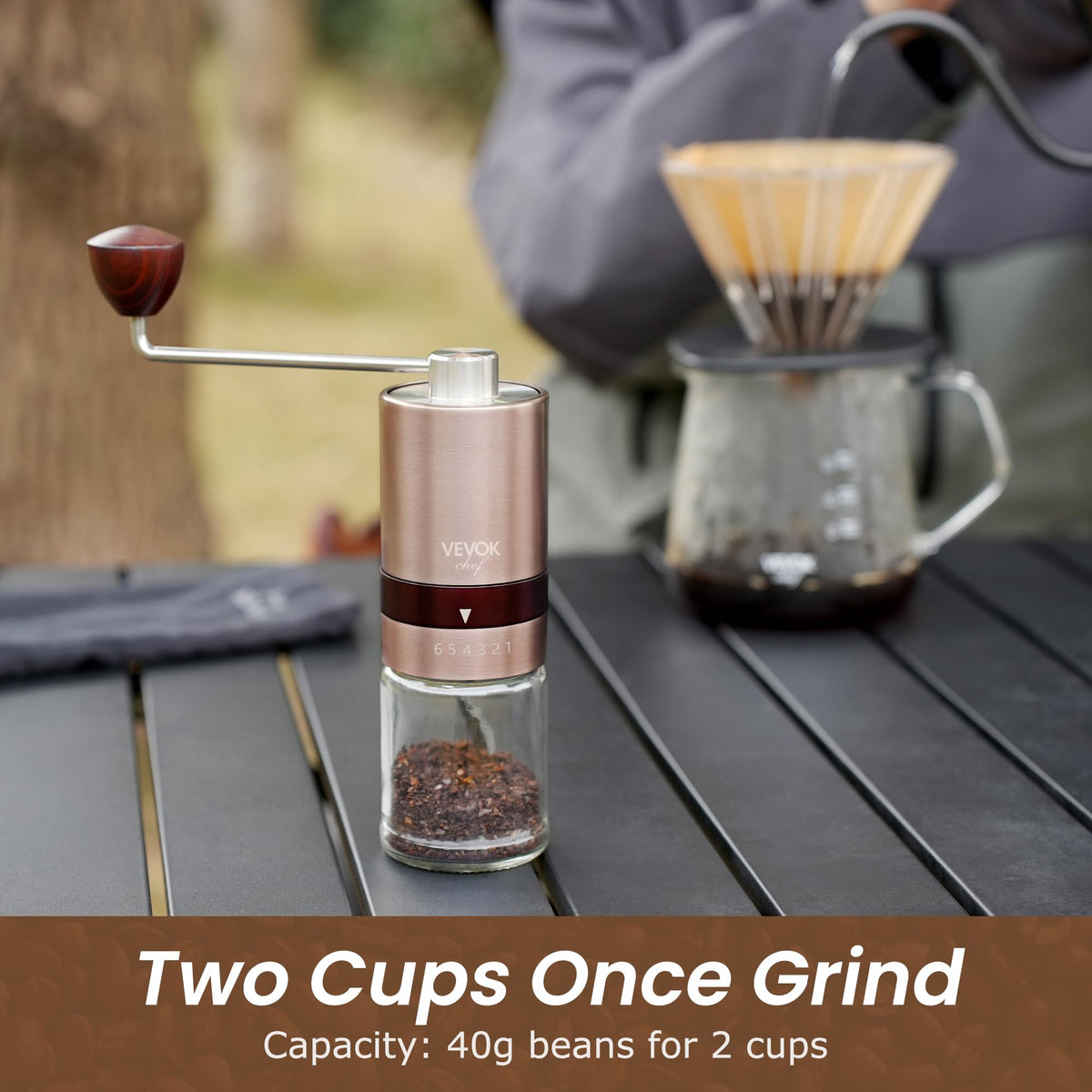 Gold Manual Stainless Steel Burr Coffee Grinder with Portable Bag Y363425