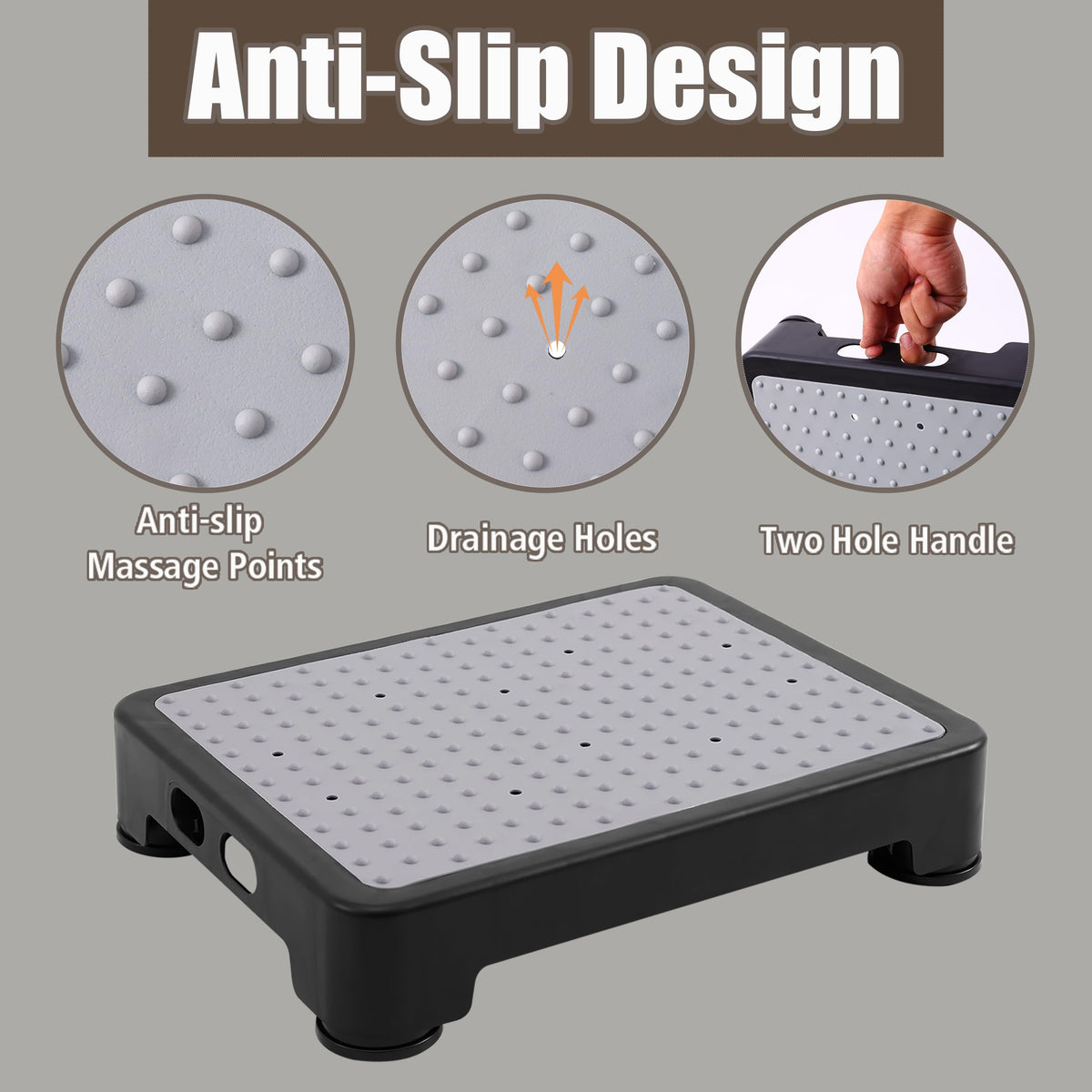 Adjustable 6-Leg Gray Step Stool D528
