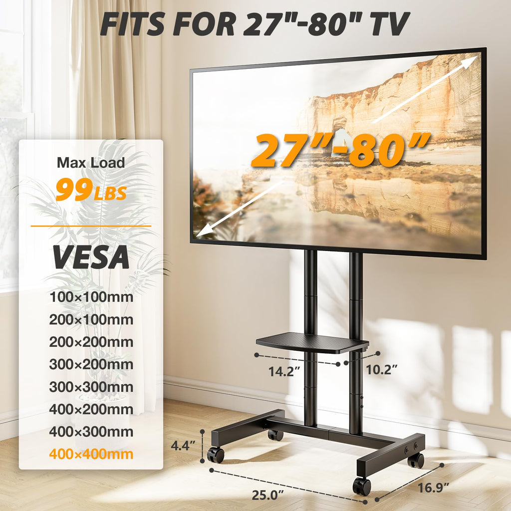 Heavy Duty Rolling TV Stand for 27-80 inch TVs K395