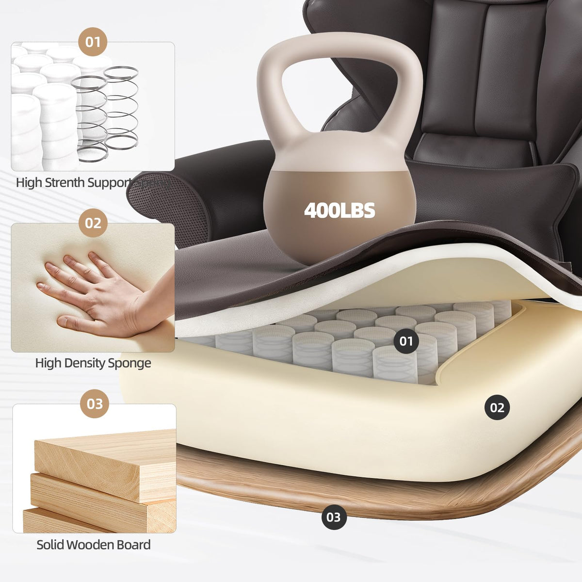 Brown Heated Massage Office Chair with Footrest Z73507