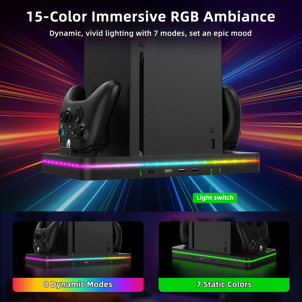 Black Cooling Fan Charging Stand with 3 USB Ports G131572