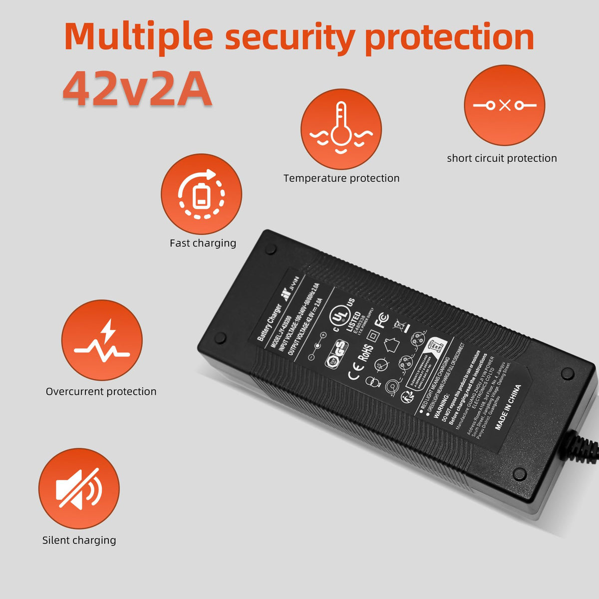 42V 2A Lithium Battery Charger with 3 Connectors C932074