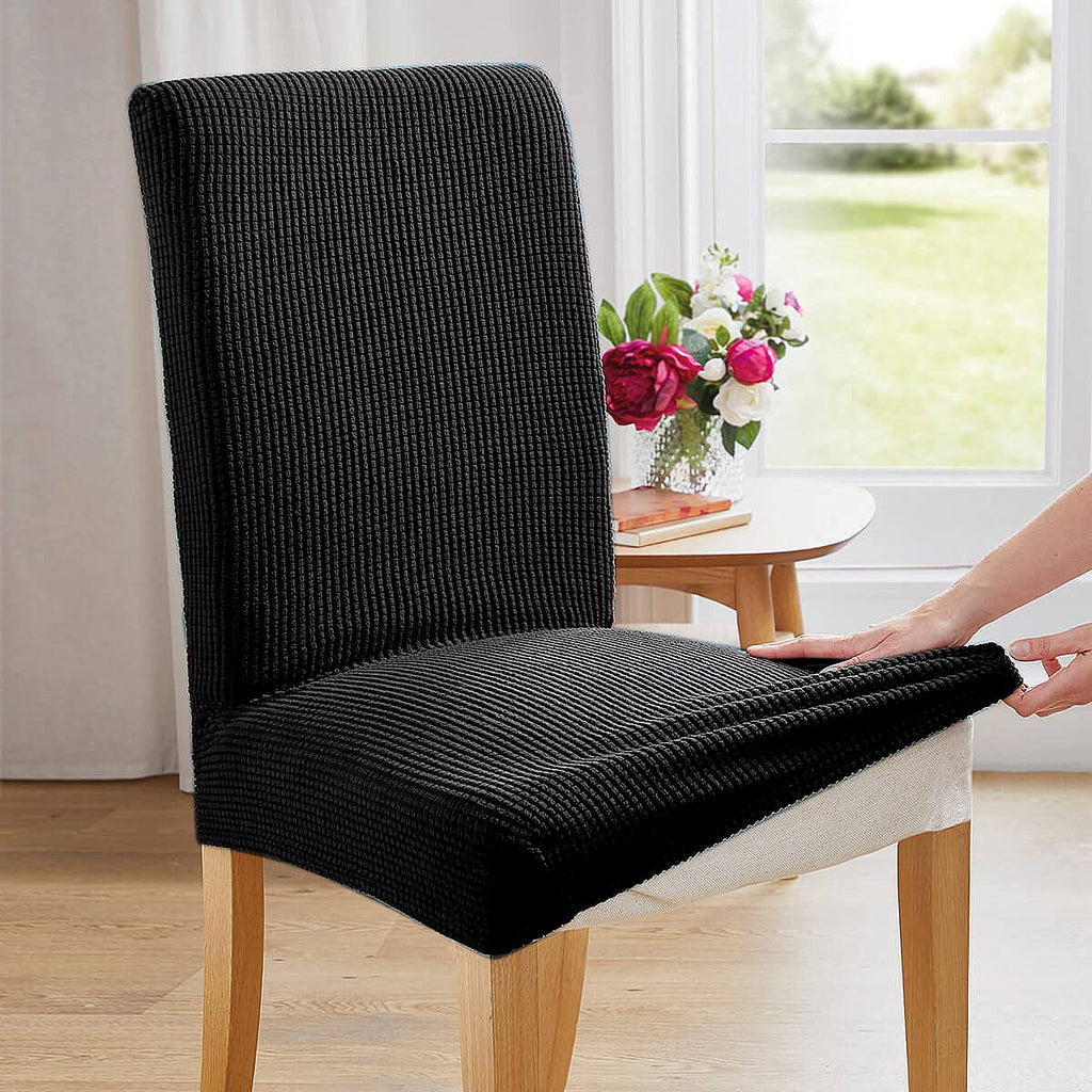 Black 6 Pack Dining Chair Covers W4477