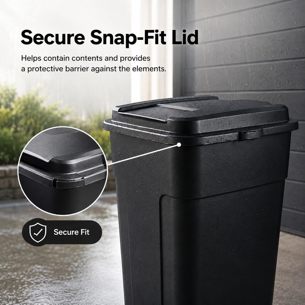 50 Gallon Wheeled Plastic Trash Can with Lid and Handle O2018
