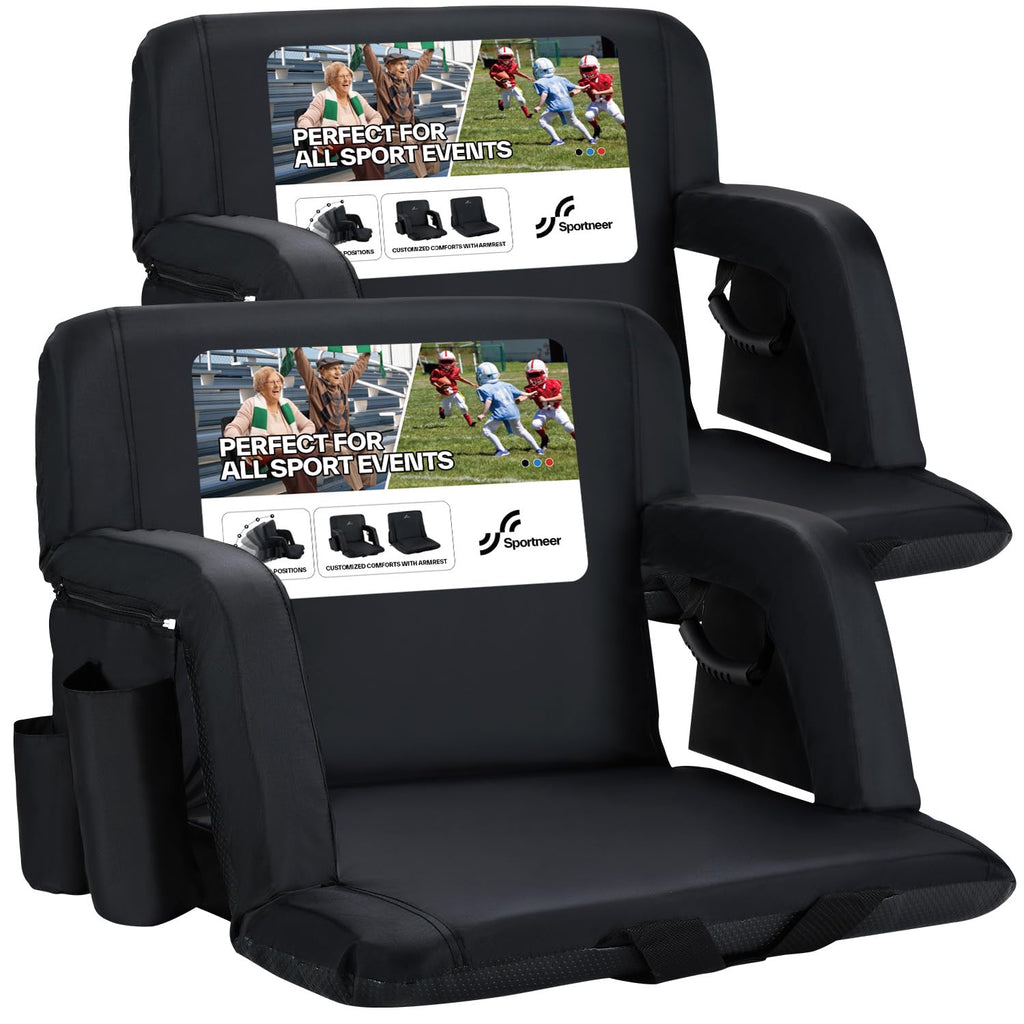 Stadium Seats with Back Support 2.5'' Thick Cushion 6 Adjustable Angle Bleacher Seat with Armrest A445635