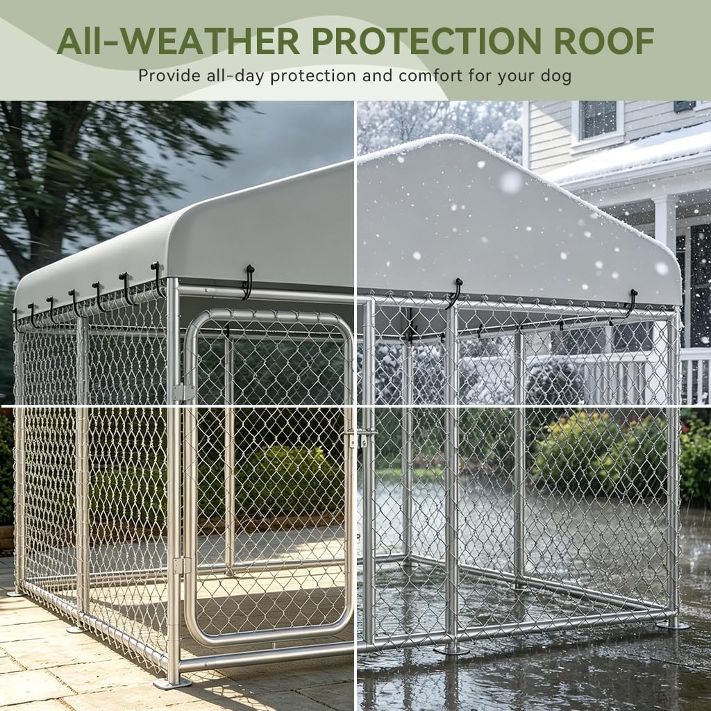 7.5x7.5ft Metal Dog Kennel with Roof P261491