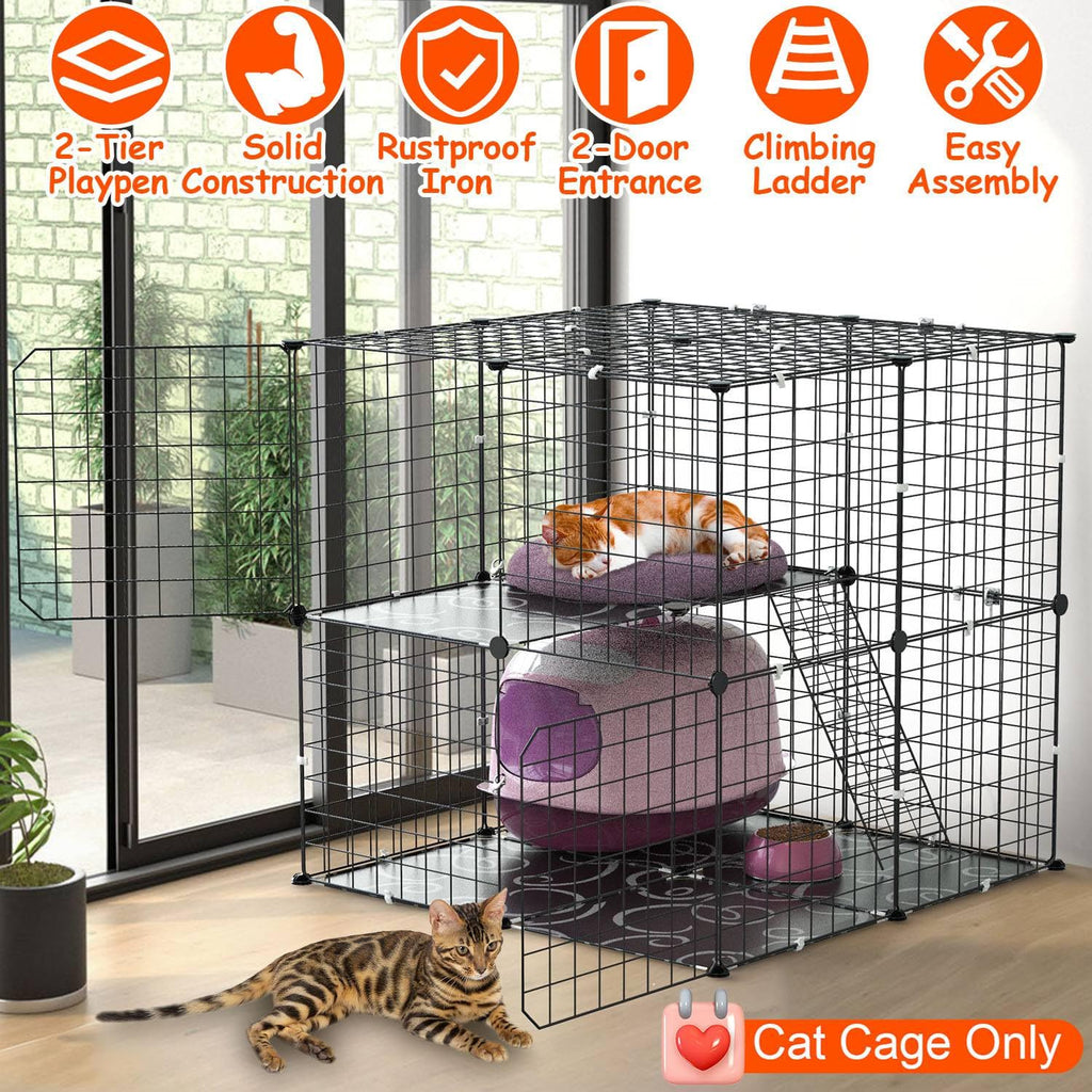 Black 2-Tier Cat Cage V235760