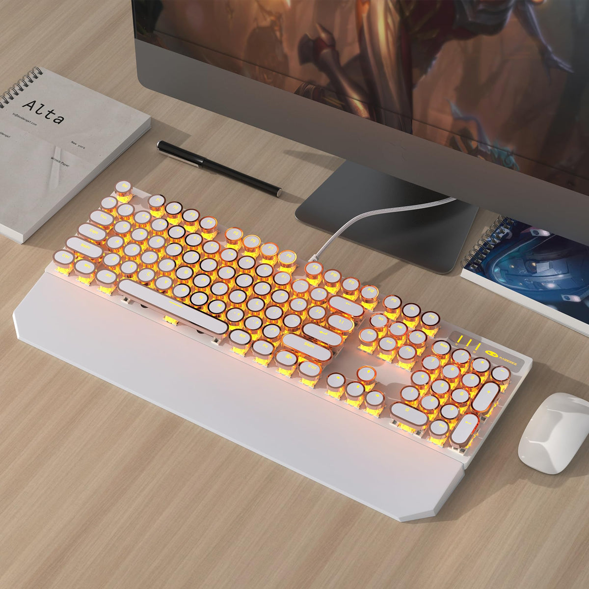 Wired Mechanical Gaming Keyboard with Magnetic Wrist Rest R714857