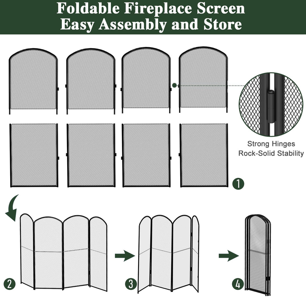 Foldable Wrought Iron Fireplace Screen D7730