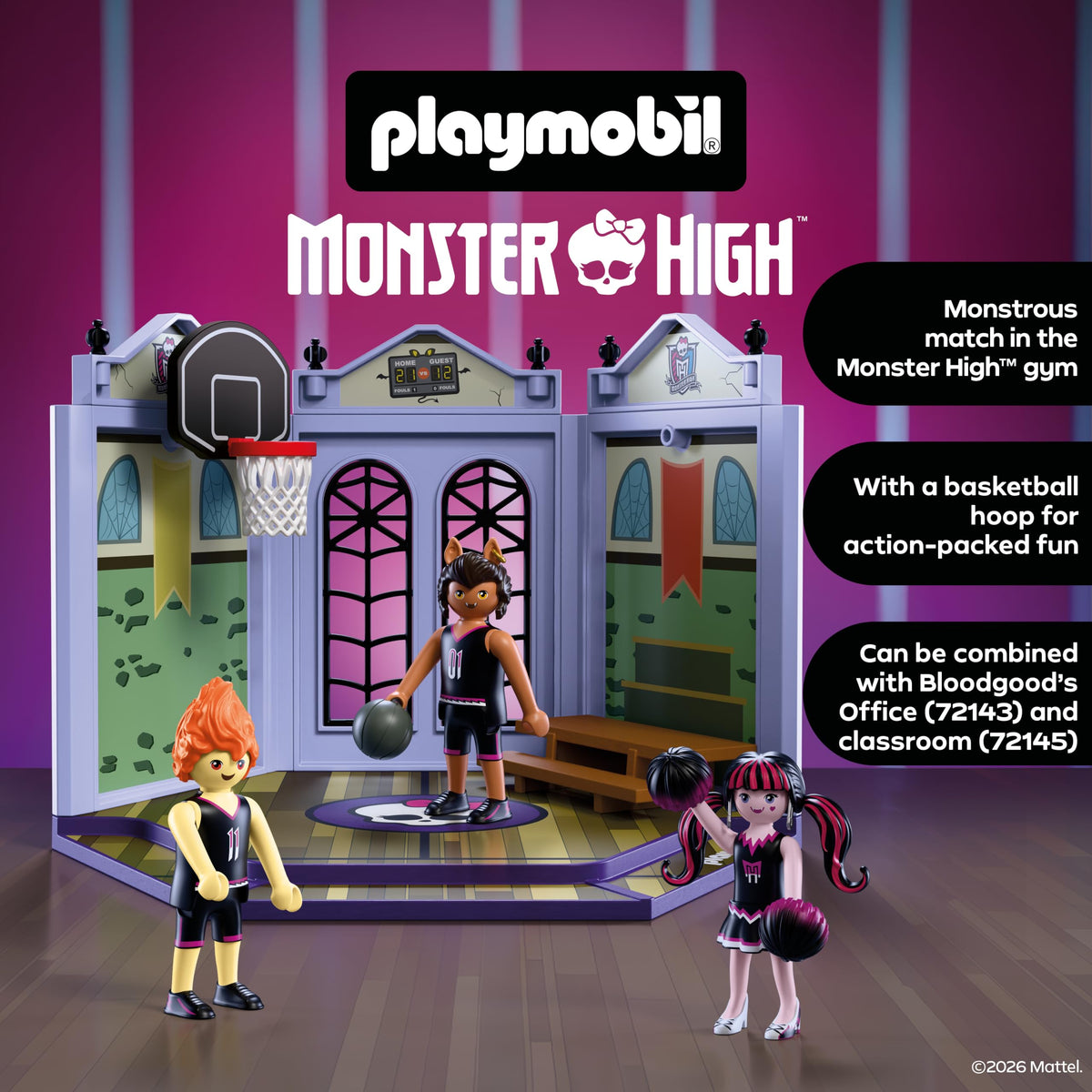 Monster High Casketball Court Playset with Draculaura, Clawd Wolf, Heath Burns V1946