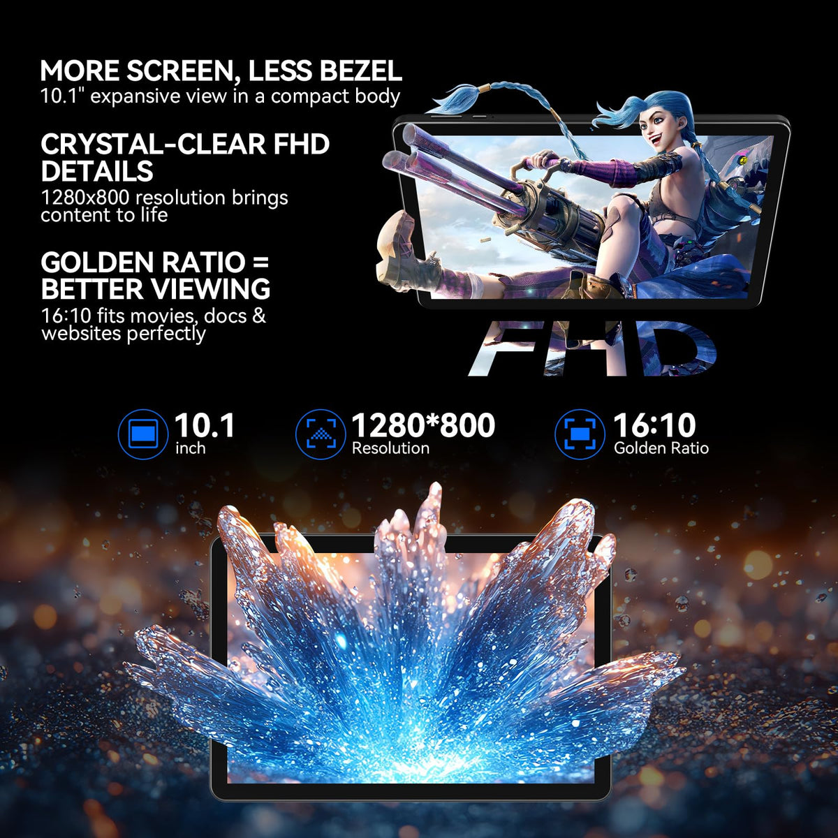 10.1 inch Android 15 Tablet Octa-Core 16GB RAM 64GB ROM O790675