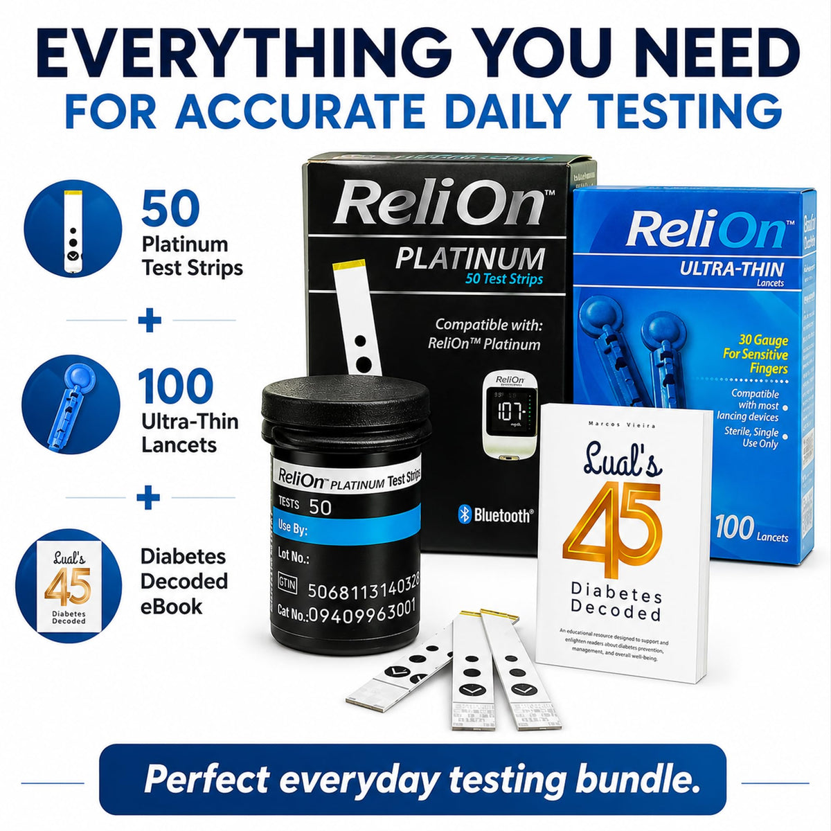 Test Strips 50 count + Lancets for Glucose Monitor Kit R5614