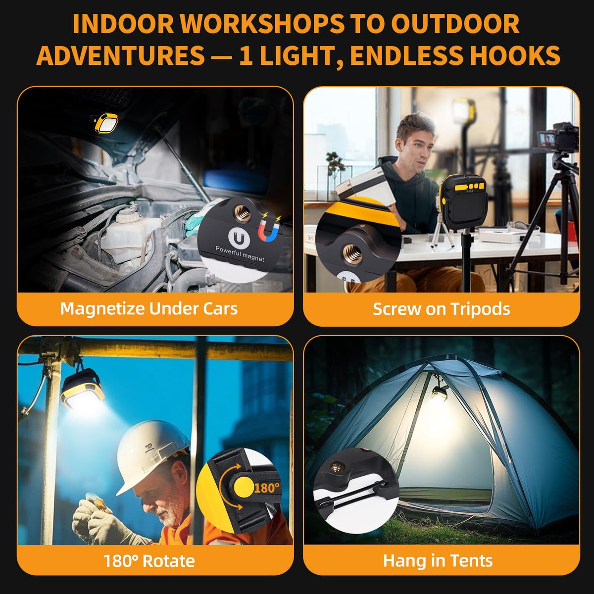 6000mAh Magnetic Rechargeable Work Light 4000 Lumen IP65 I843