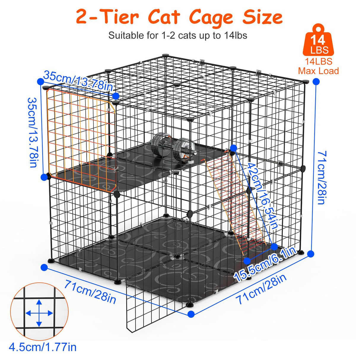 Black 2-Tier Cat Cage V235760