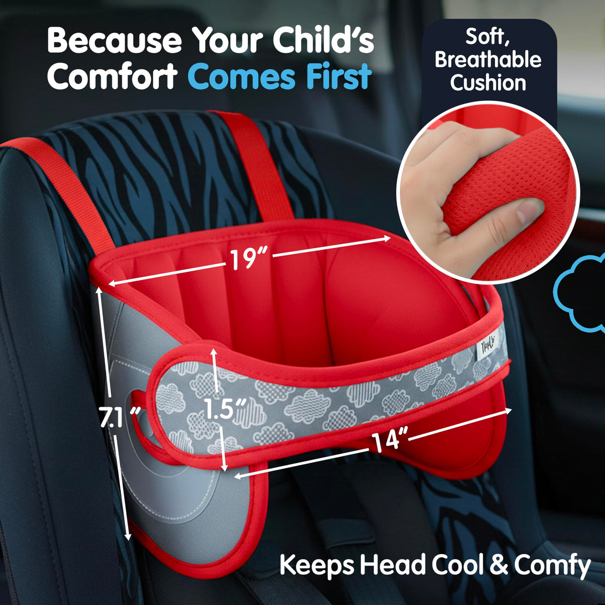 Car Seat Head Support for Toddler Red T120178