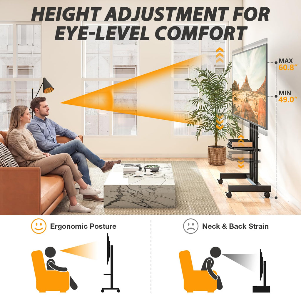 Heavy Duty Rolling TV Stand for 27-80 inch TVs K395