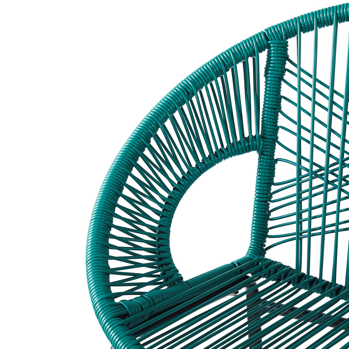 Teal Faux Wicker Outdoor Bar Stool Set of 2 L4496