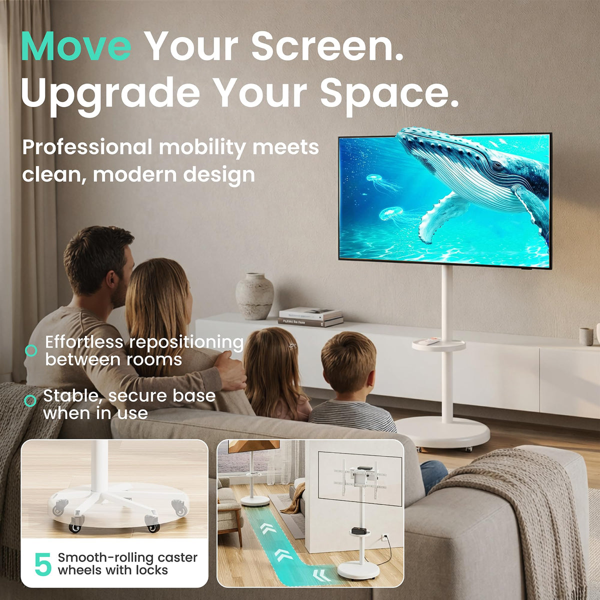 Rolling TV Floor Stand Cart with Wheels for 37-86" Screens U65723