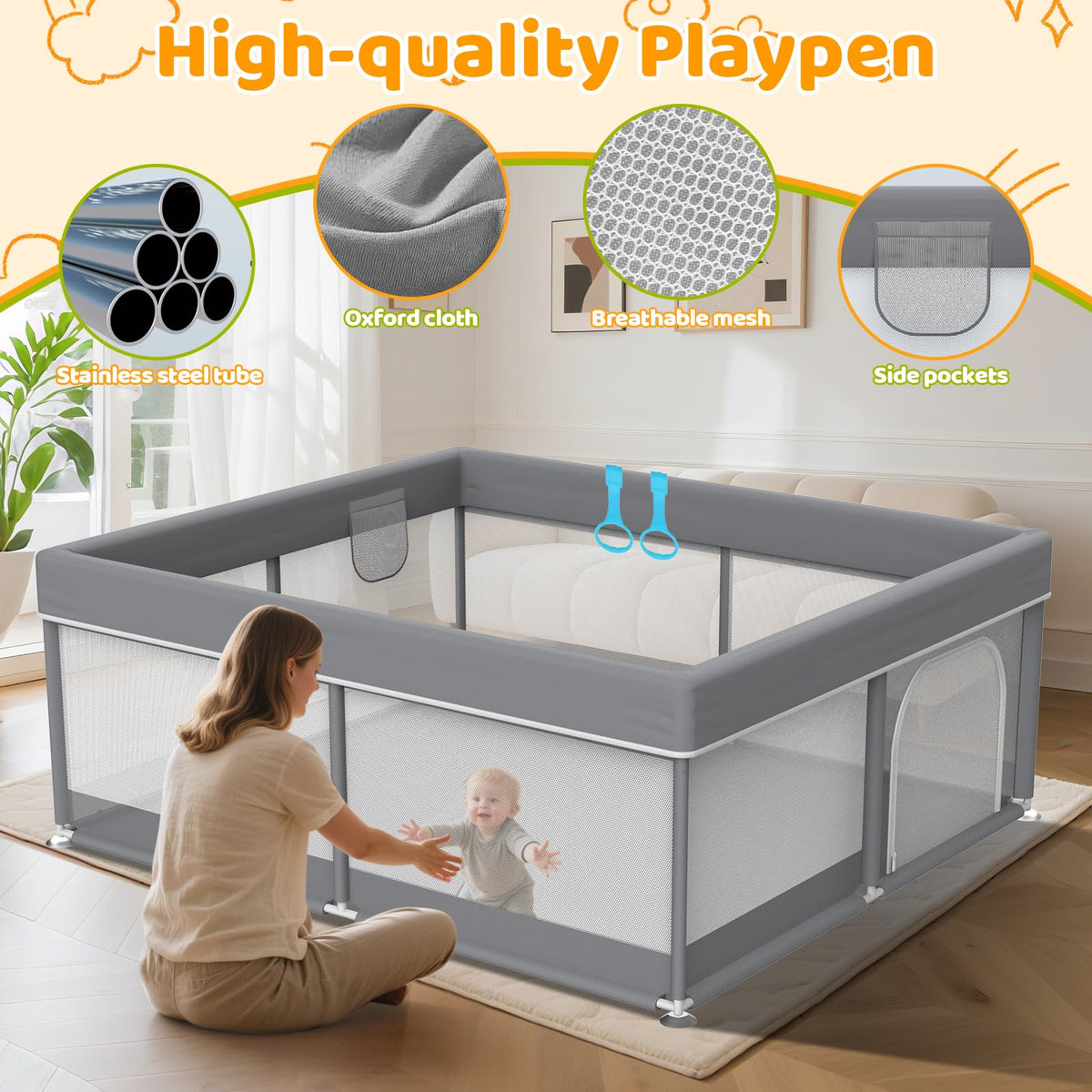 79x71 Inch Extra Large Baby Playpen Z29318