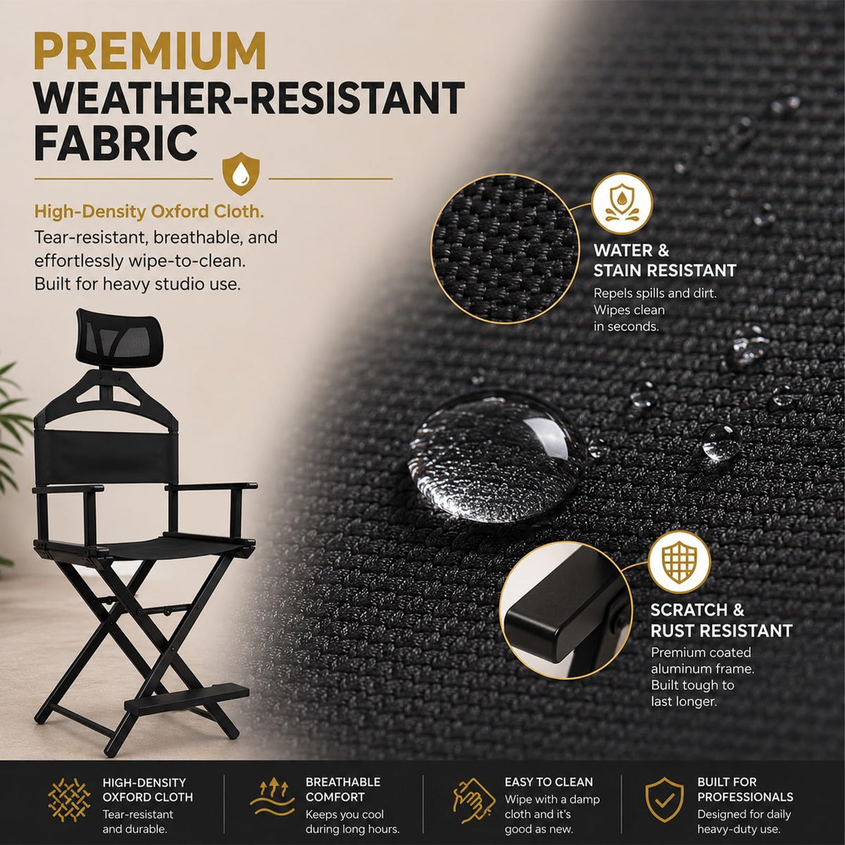Tall Foldable Makeup Artist Chair with Footrest C419