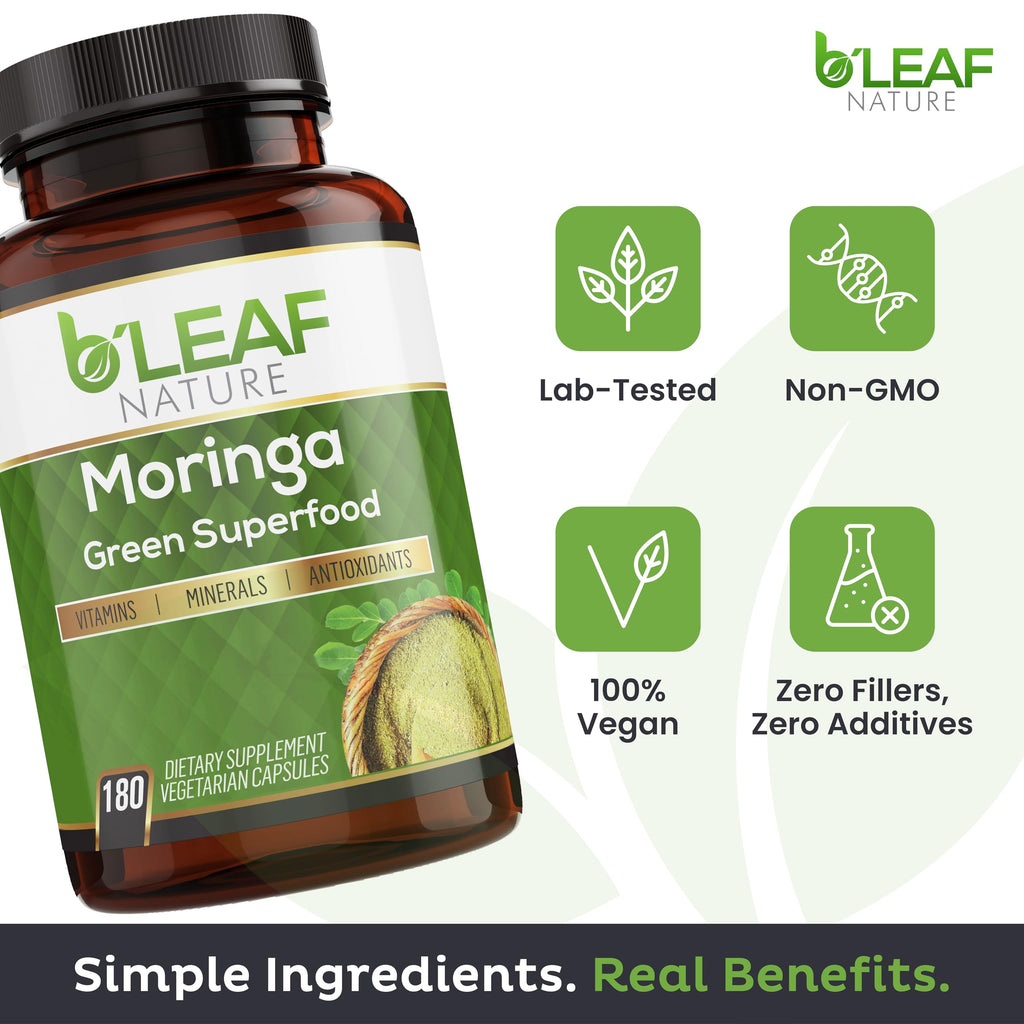 Moringa Leaf Vegan Capsules 1000mg 180 Count E42474