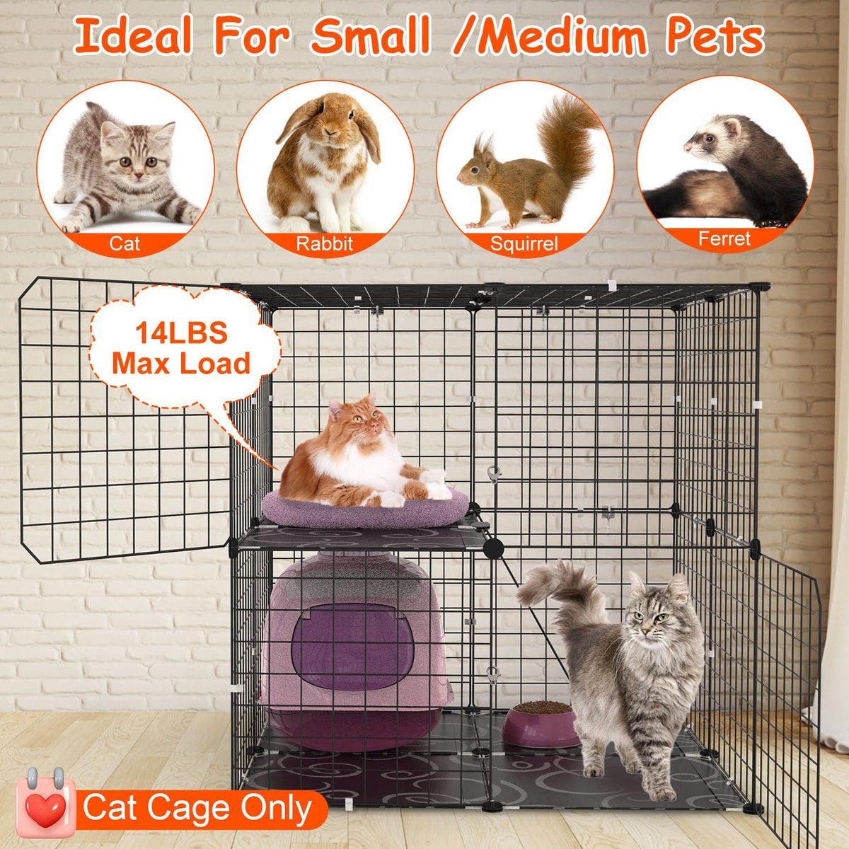 Black 2-Tier Cat Cage V235760