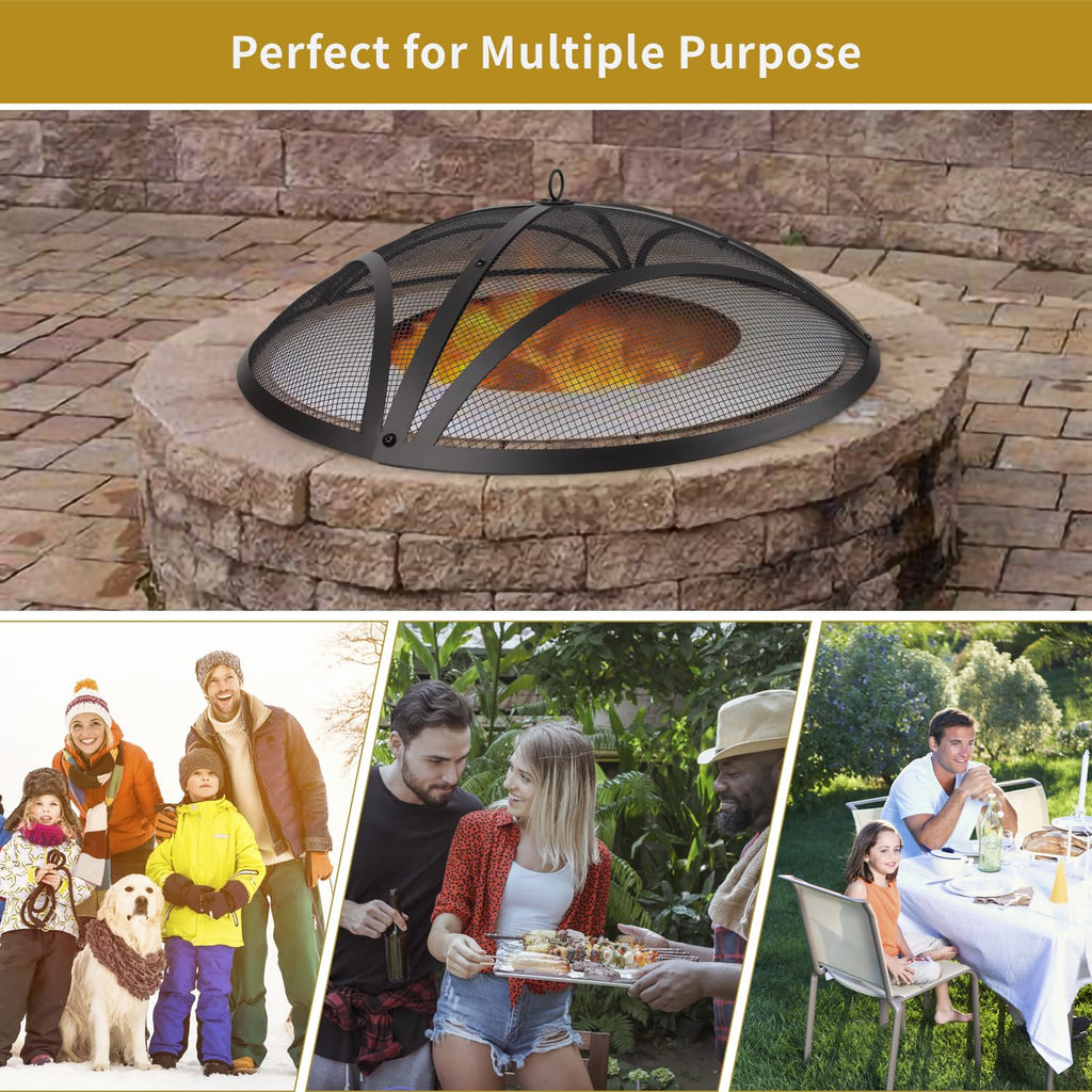 32In Reinforced Steel Round Fire Pit Screen Cover Y2037