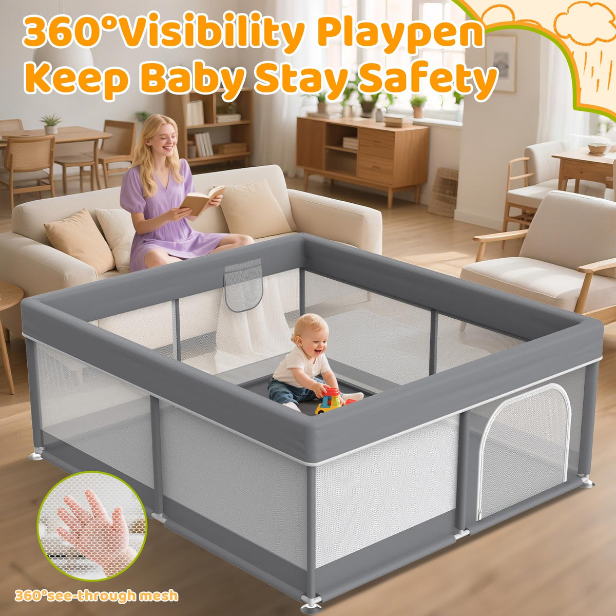 79x71 Inch Extra Large Baby Playpen Z29318