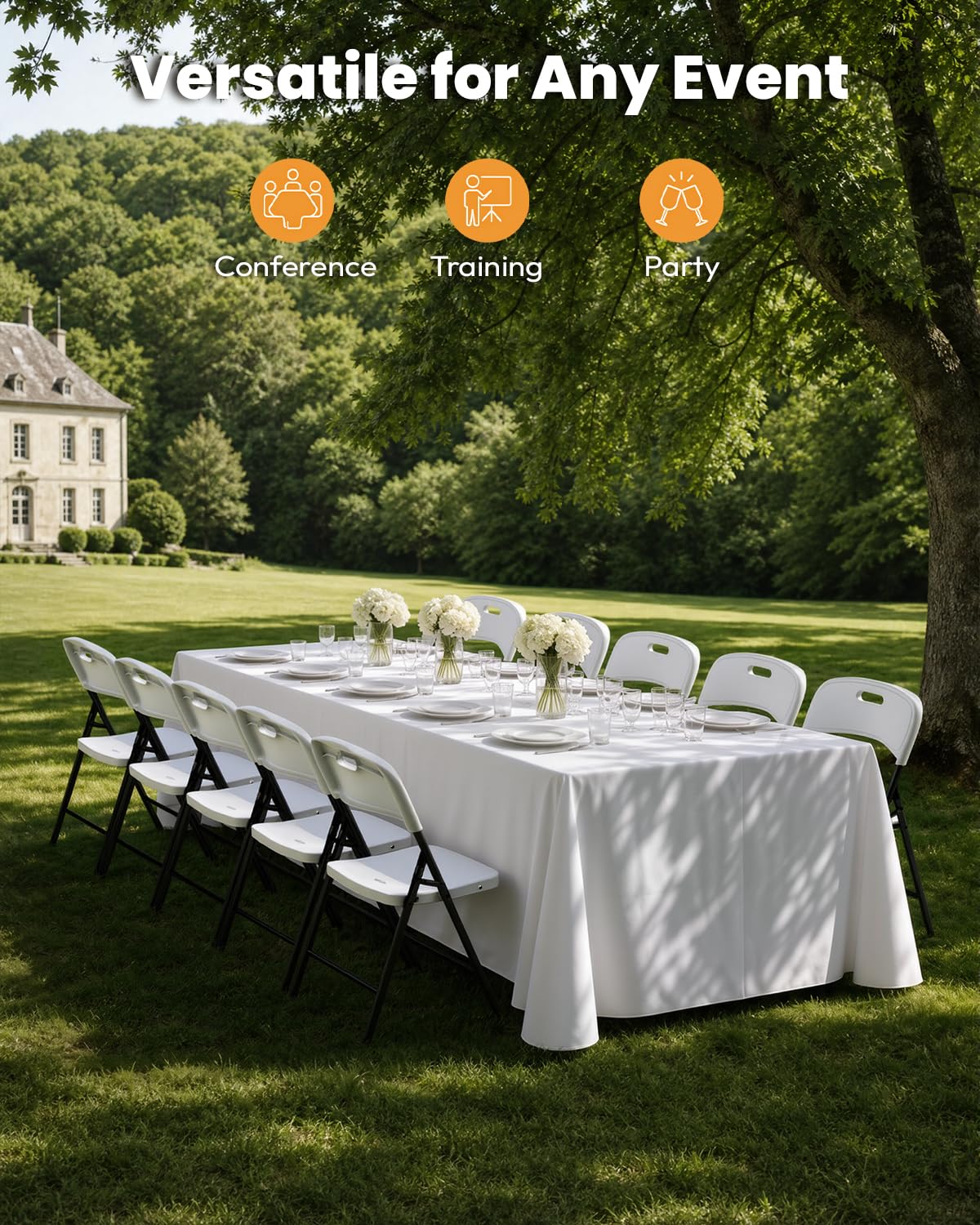 White 10 Pack 600lbs Capacity Folding Chairs Q184