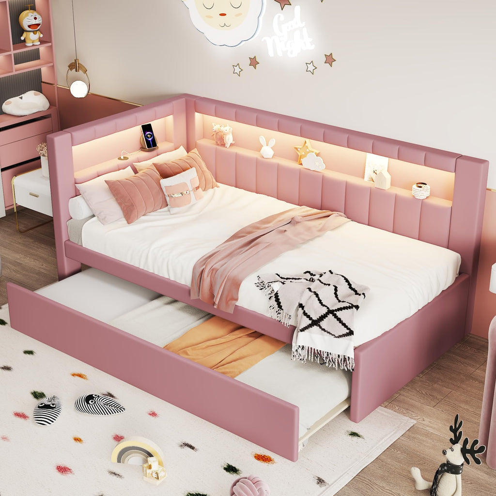 Pink Twin Size Daybed with Trundle H759075