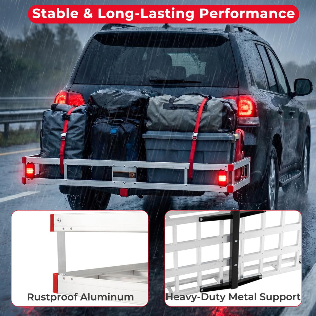 Aluminum Hitch Mount Cargo Carrier with 9" Side Rails, 500 lbs Capacity J496
