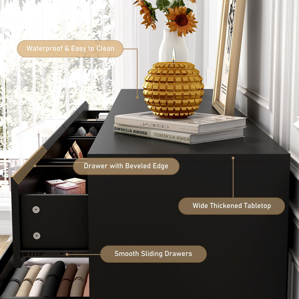 Black 10 Drawer Wood Dresser X841815