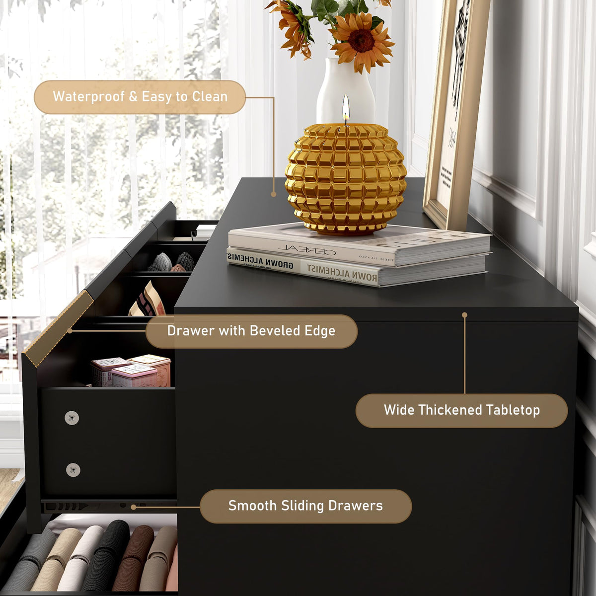 Black 10 Drawer Wood Dresser X841815